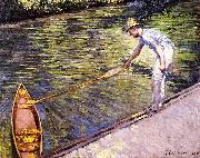 Boater Pulling on His Perissoire Gustave Caillebotte